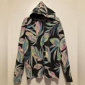 torrid Black Hoodie Sweater with Pastel Leaf Print 1X/16